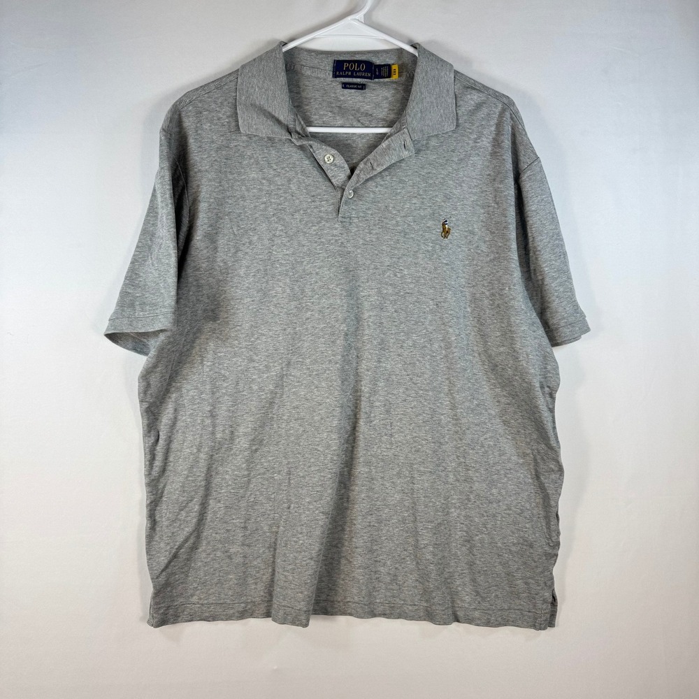 Polo Ralph Lauren Mens Classic Fit Grey Short Sleeve Cotton Polo Shirt Large